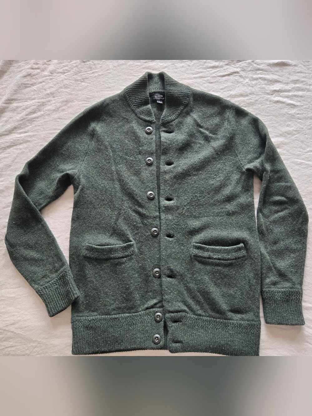 J.CREW Dark Green Bomber Jacket Style Sweater Cardigan